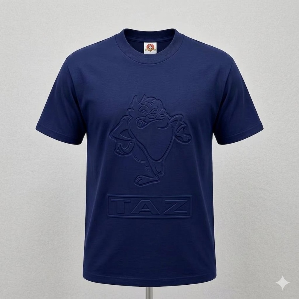 Vintage 1997 Looney Tunes Taz Embossed T-Shirt Navy Blue Freeze XL NWT USA Made